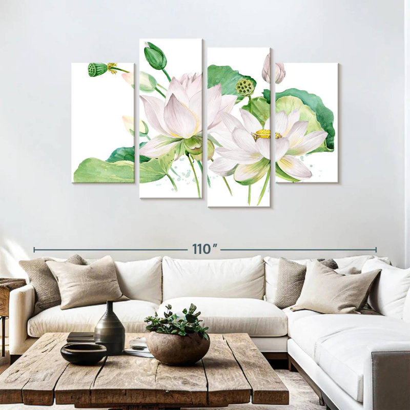Harnek Budding Lotuses, 54" H x 84" W