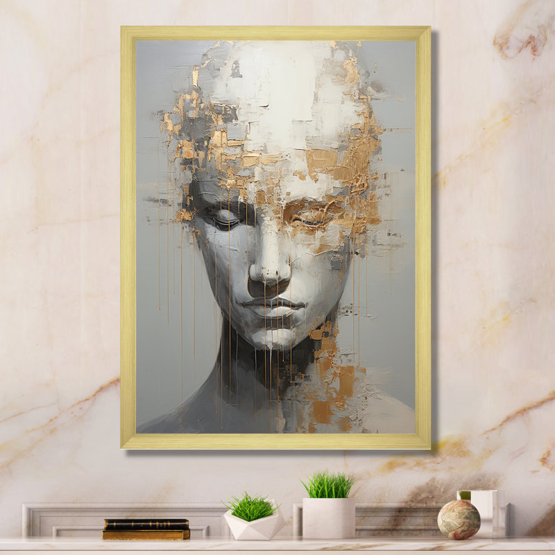 «Man Meditation Mind» sur toile, Cadre doré simple, H 20 po x l 12 po x P 1 po