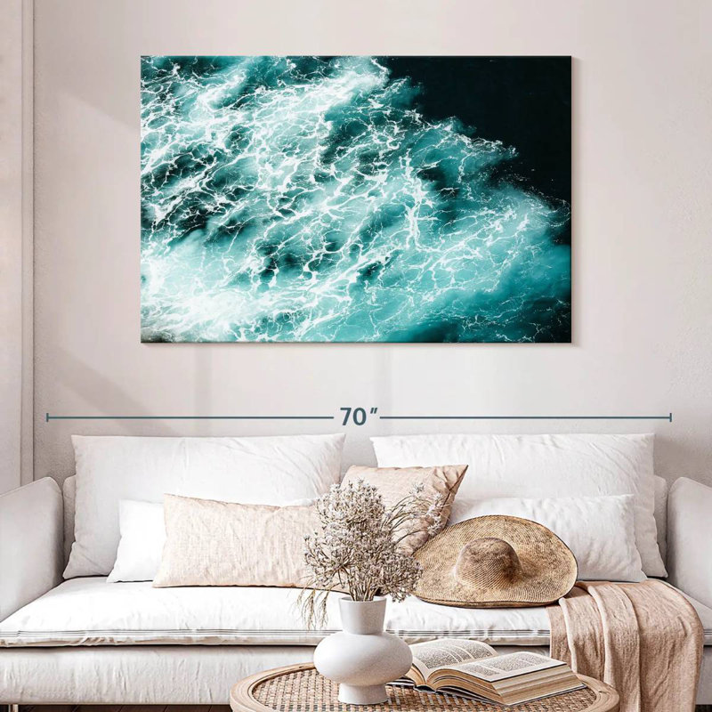 Gillard turquoise, vague de l'océan, H 32 po x l 48 po