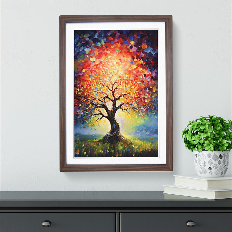 Single Picture Frame Print on Wood, Walnut Framed, 46cm H x 34cm W