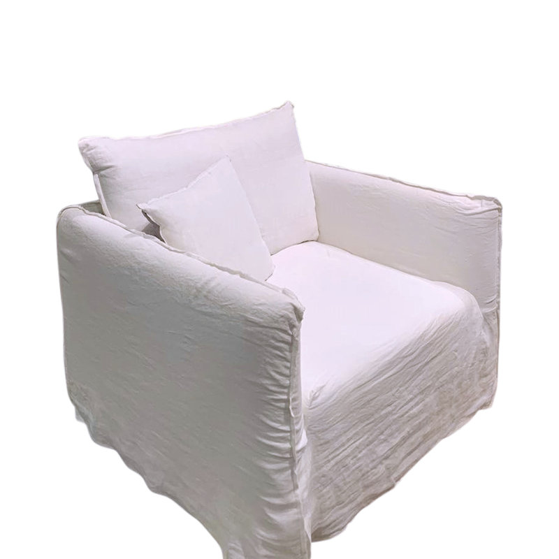 Linen Swivel Slipcovered Armchair