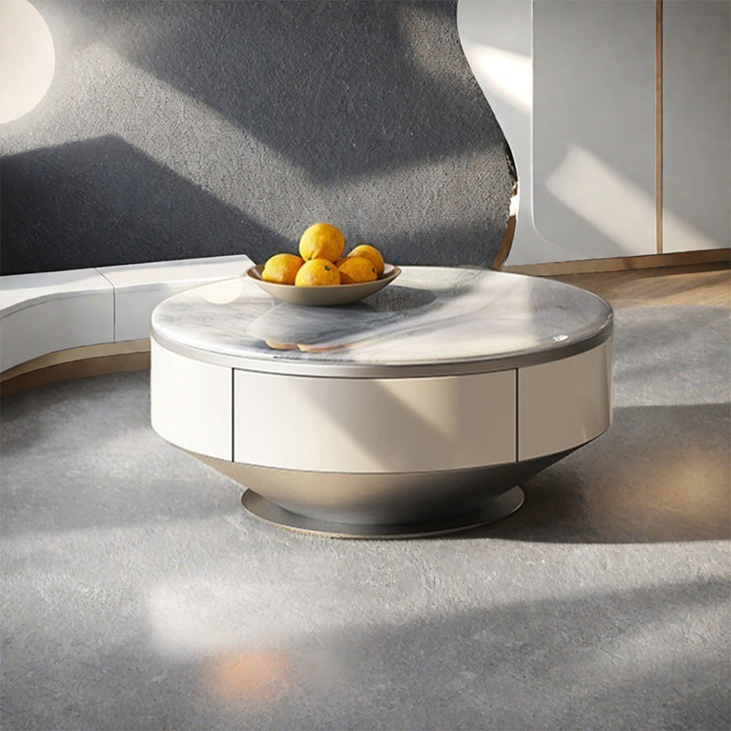 Table basse simple en pierre micro-cristalline, H 13,8 po x L 35,4 po x l 35,4 po