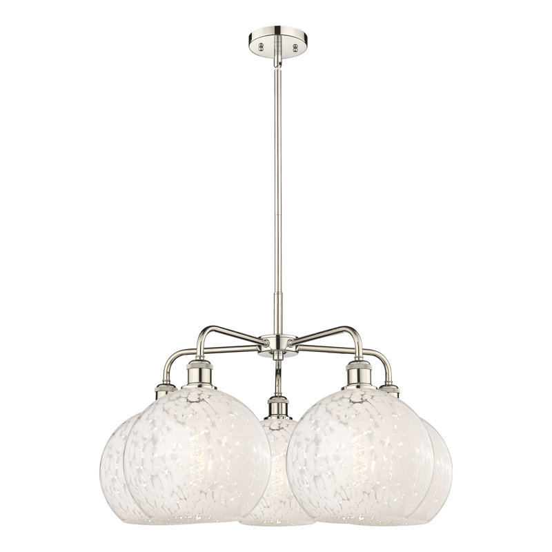 Bellagrace 5 - Light Dimmable Globe Chandelier, 17.25" H x 28" W x 28" D, Polished Nickel