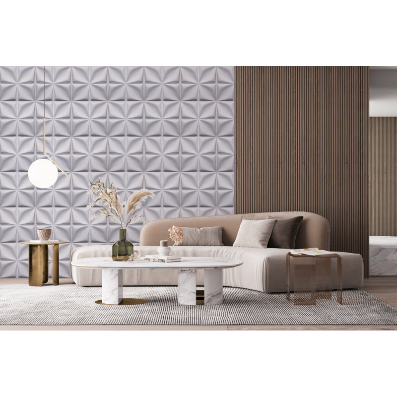 Falkirk Ross 19.7" X 19.7" Diamond 3D Wall Panel In White (5-Pack)