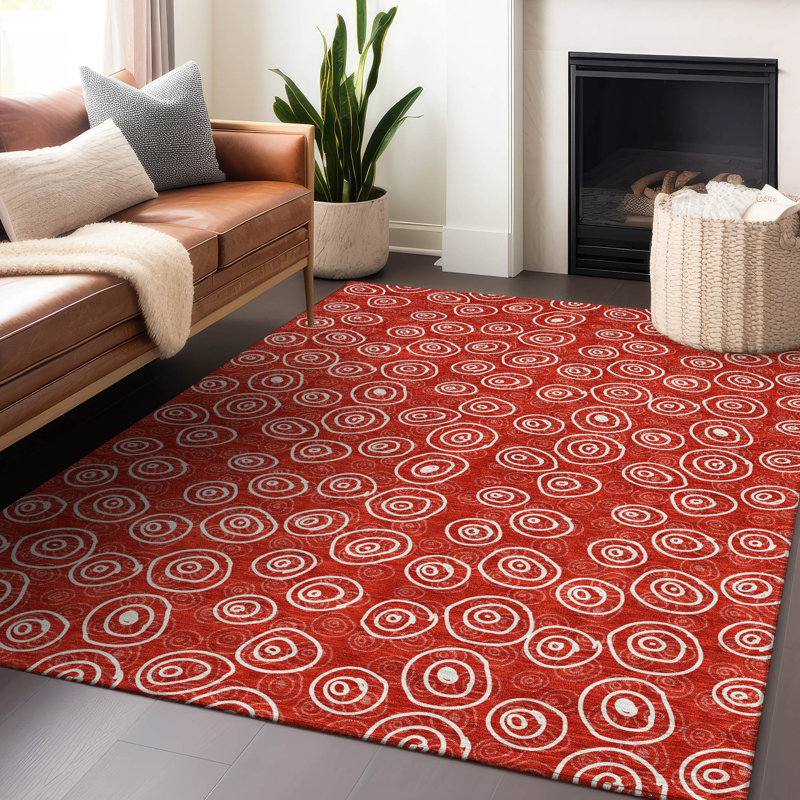Tapis rouge Prisco lavable à la machine de qualité supérieure, Rectangle 5 pi x 7 pi 6 po