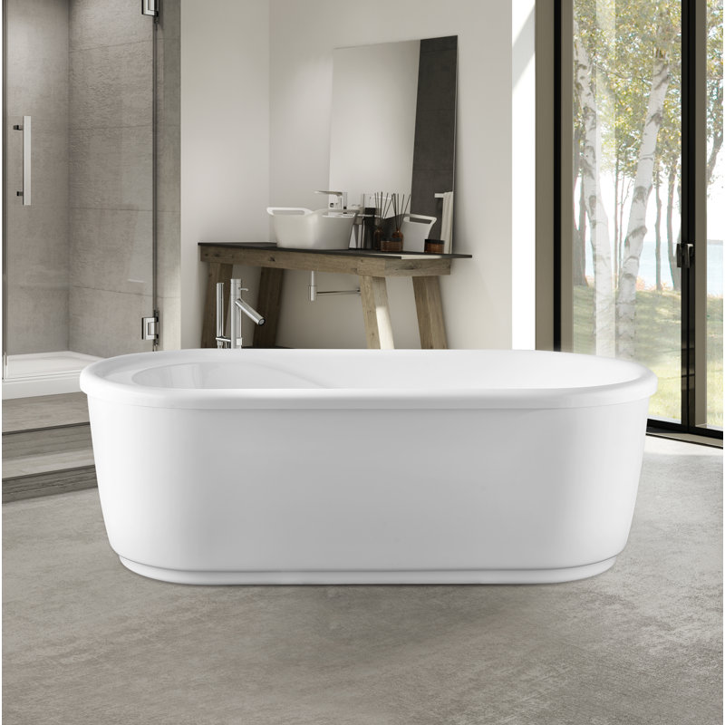 59" x 29.5" Freestanding Soaking Bathtub, 23" H x 67" L x 32" W