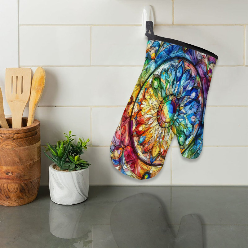 Gant de cuisine en verre couleur éclaboussé