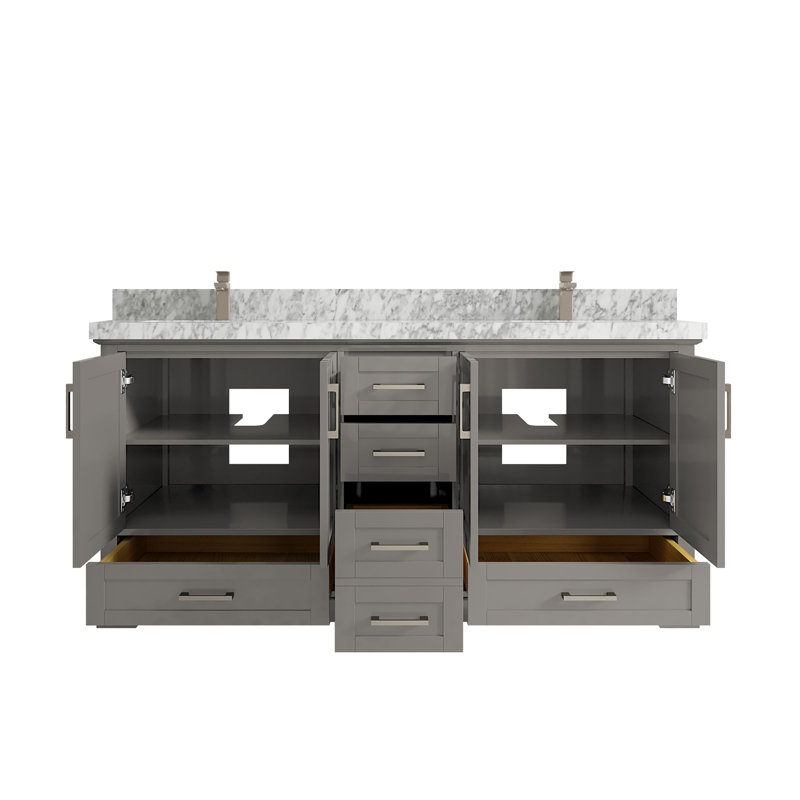 Ensemble de meuble-lavabo double 72 po Esin, Marbre de Carrare