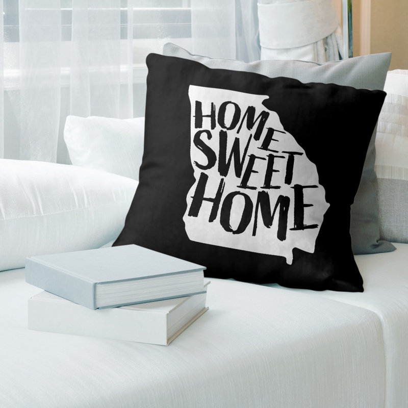 Coussin Home Sweet, 18 po x 18 po, Géorgie, Noir