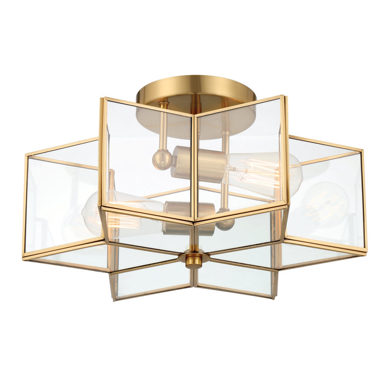 Ardito 2 - Light 41cm Unique/Statement Star Semi Flush Mount Light, Brass Dust