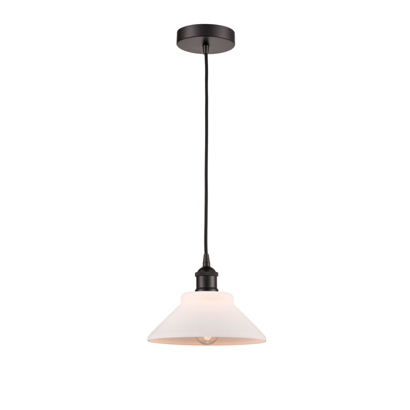 Luminaire suspendu conique à 1 lumière Choccolocco, Blanc mat, Bronze huilé