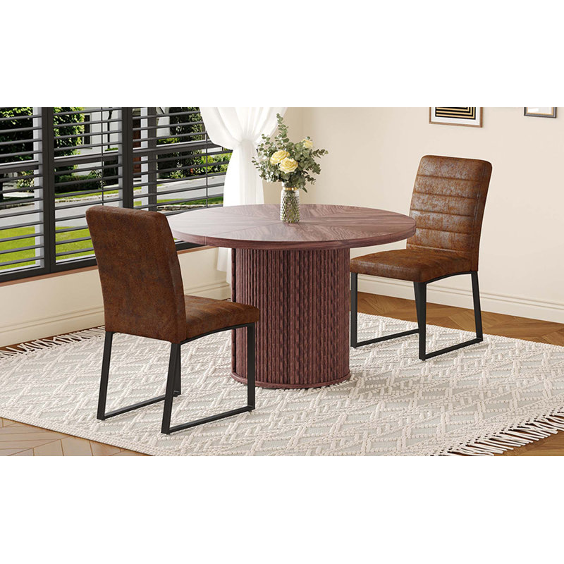Ensemble de chaises de salle à manger rembourrées en polyuréthane 2 pièces avec table à colonnes romaine ronde, rangement inclus, convient aux restaurants