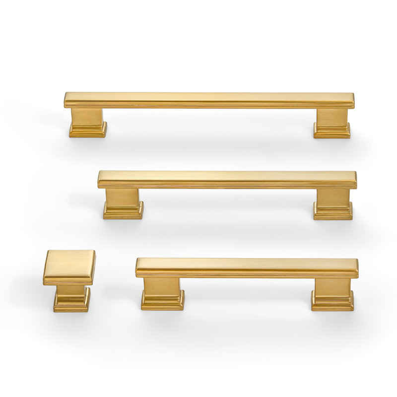 New Collection Vintage Classic Square Base Square Bar Pulls 3.75" 5" 6.3" Multipack, Gold, 3.75"