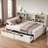 Twin Size Bed Frame With Side Bookshelves, Two Drawers, And Built-In USB Port-163317080