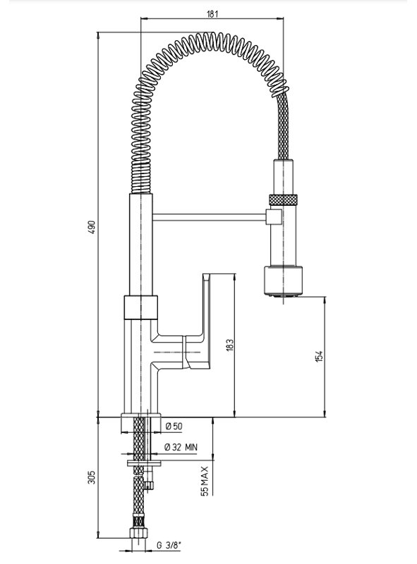 Piralla Ovo Pull Down Kitchen Faucet, Chrome