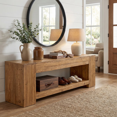 Solid Wood Low Console Entryway Table
