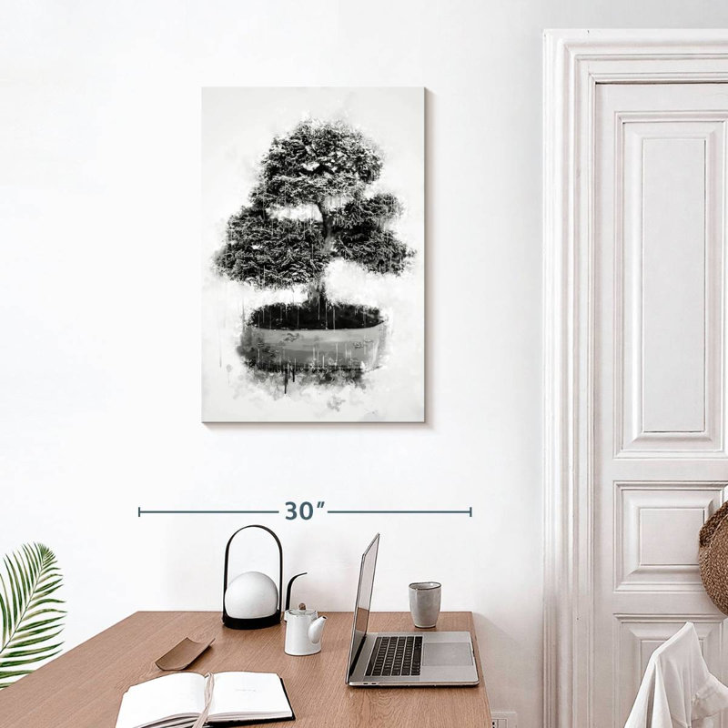 Harnek Bonsai Tree Black And White, 30" H x 20" W