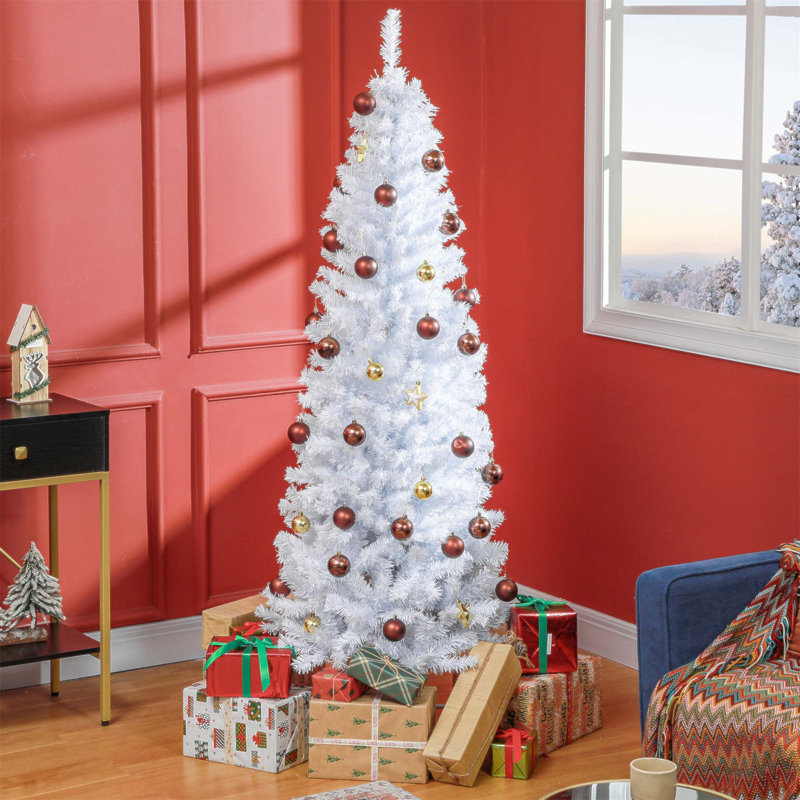 Arbre de Noël artificiel non éclairé de 6 pi avec branches réalistes, parfait pour les espaces compacts et facile à assembler
