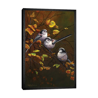 Long Tailed Tits - Autumn by Jeremy Paul - Painting on Canvas