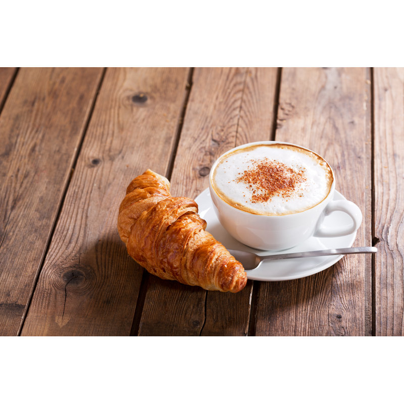 Coffee With Croissant - Wrapped Canvas Print, 81cm H x 122cm W x 3.8cm D