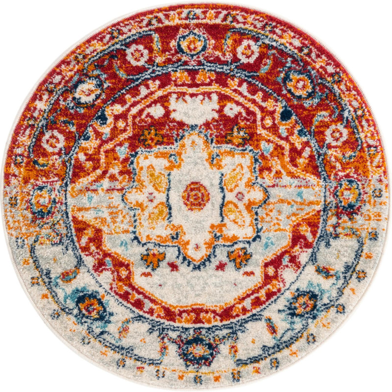Ikat Indoor Rug, Round 3'