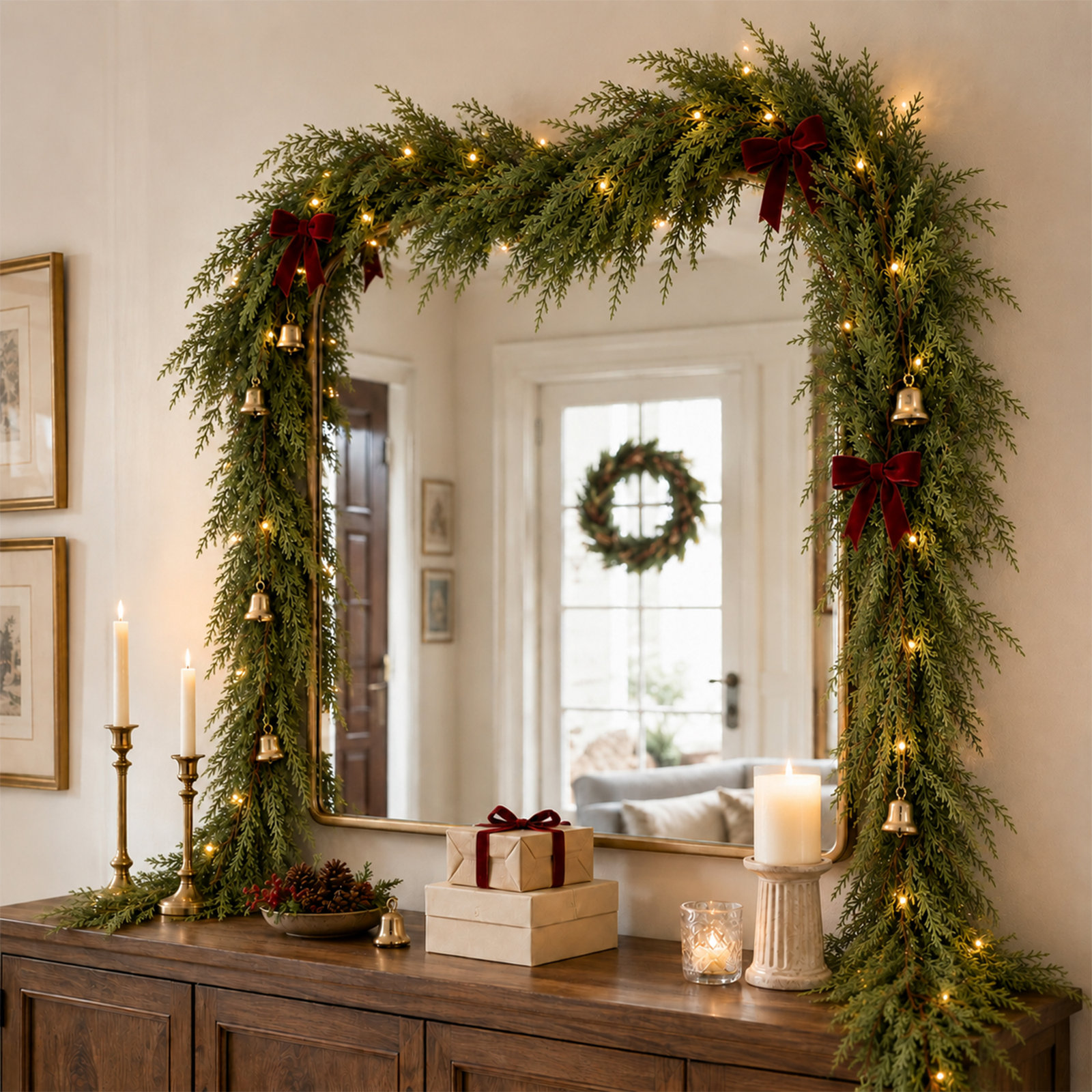 15"Christmas Norfolk Pine Garland Greenery, 108.2" H x 12.9" W x 12.9" D, 1