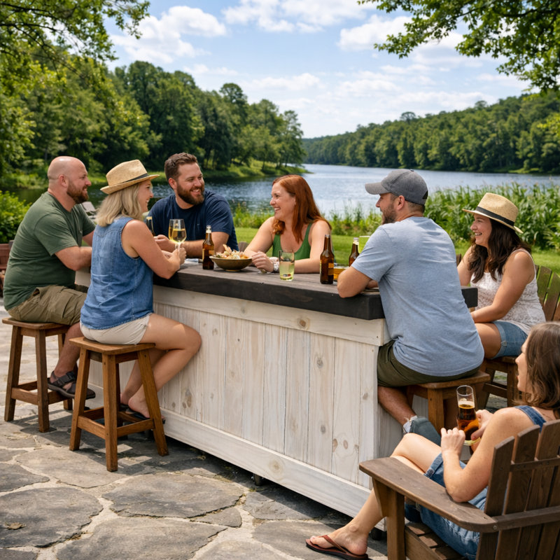 8 Ft Straight Bar Table, Indoor Outdoor Reception Desk, Cash Wrap Counter, Backyard Basement Bar