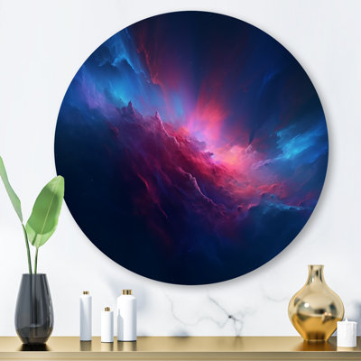 «Abstract Night Sky In The Upper Atmosphere I», art mural rond en métal abstrait