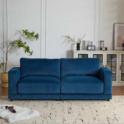 Modern Square Arm Sofa With Soft Velvet Upholstery, Deep Cushions, And Sturdy Legs For Living Room Or Bedroom