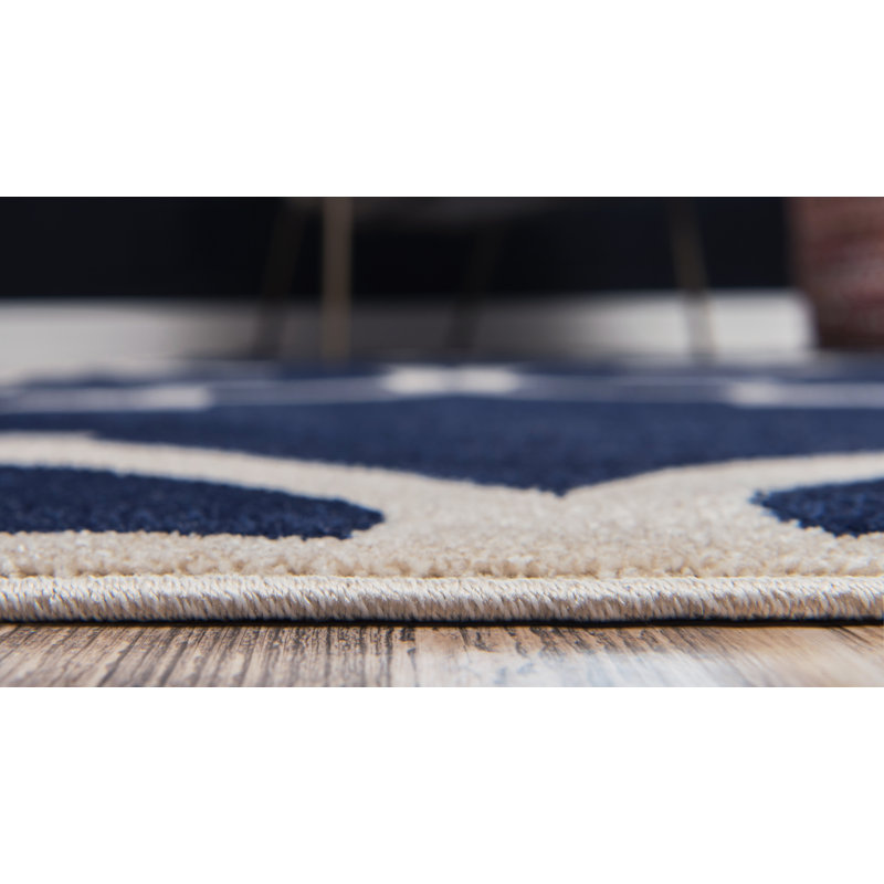 Tapis bleu marine / ivoire Molly, Tapis de couloir 2 pi 7 po x 10 pi