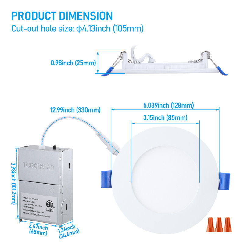 4" Slim Recessed Light With J-box, Cri90 5cct Ultra Thin Led Ceiling Downlight, Dimmable, White