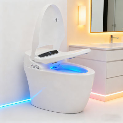 Toilette intelligente avec siège chauffant et veilleuse, couvercle / siège à ouverture automatique, ADA