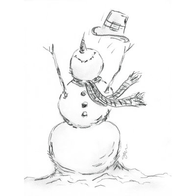 Bonhomme de neige avec chapeau sur toile