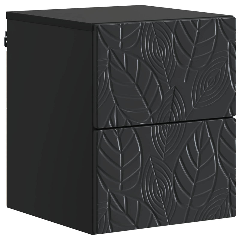 34.5cm W Composite Bedside Table, Black
