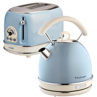 Ariete Vintage 1.7L Stainless Steel Dome Kettle with 2 Slice Toaster Set