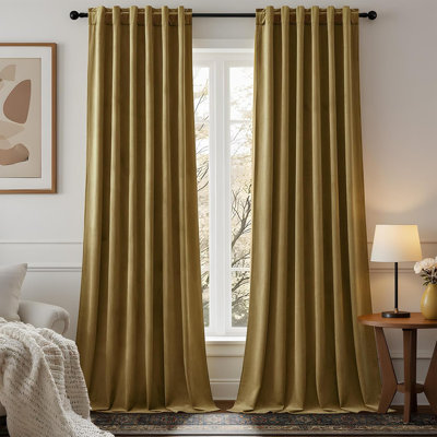 YZ Home Black Velvet Blackout Curtains, Luxury Soundproof Thermal Insulated Super Soft Curtain Elegant Room Darkening Drapes with Back Tab Rod Pocket for Bedroom Living Room 2 Panels