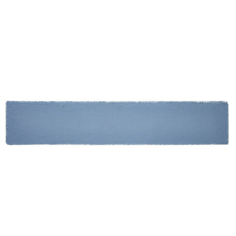 Burlap Dove Gray Runner Fringed, 72" L x 12" W, Blue