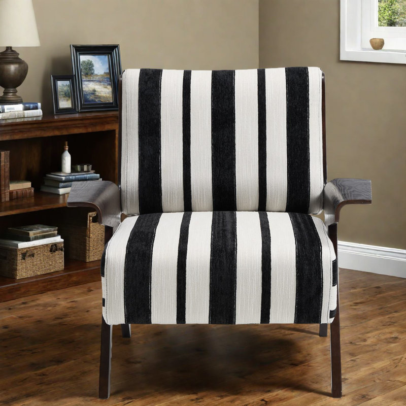 Chaises d'appoint confortables, chaise rayée moderne en tissu de bois pour la maison
