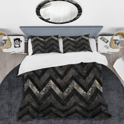 Ensemble de housse de couette transitionnelle Grey Black Chevron Magic II