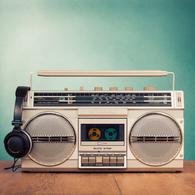 80S Radio And Headphones by BrAt_PiKaChU - Wrapped Canvas Print