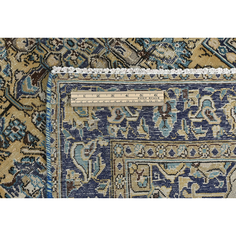 Tapis crème délavé semi-antique à motif floral 3X6