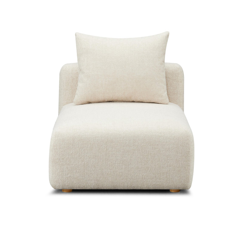 Hangover Cream Modular Armless Chair, Cream Textured Fabric