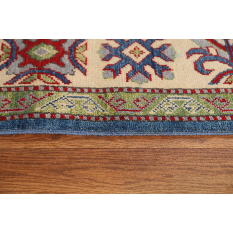 Tapis unique en laine noué à la main 5 pi 9 po x 8 pi 5 po nouvel âge bleu / rouge / beige