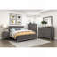Mobilier de chambre à coucher moderne et élégant 1 pièce beau lit gris brunâtre et finition argent antique-387880227