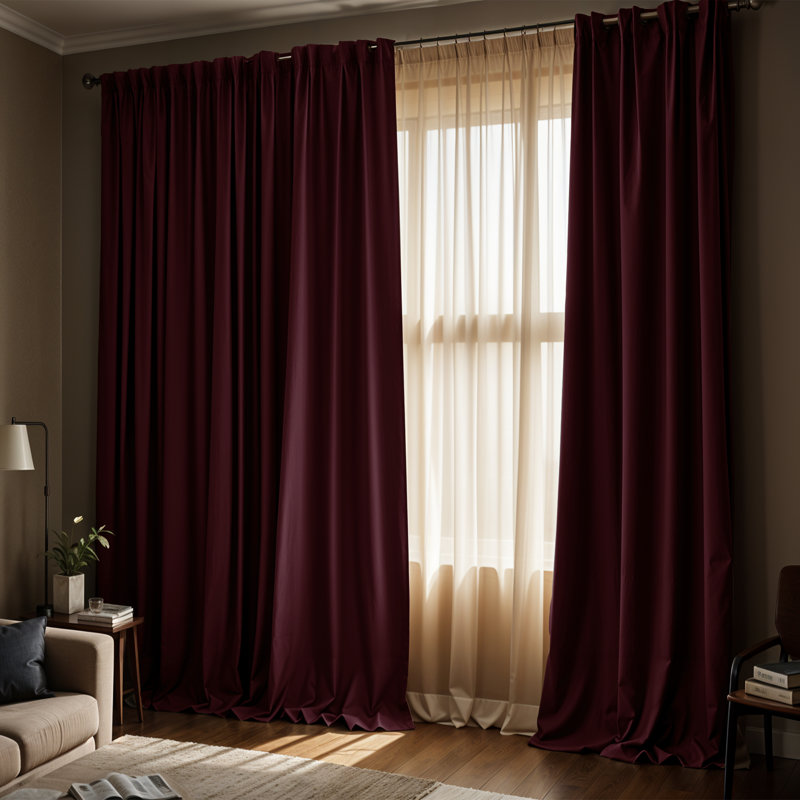 Timiko Blackout Thermal Insulated Curtain Panel, 52" W x 84" L, Burgundy