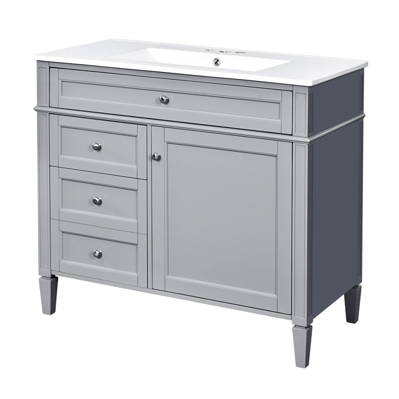 36'' Bathroom Vanity With Top Sink, Argent argent, Gris