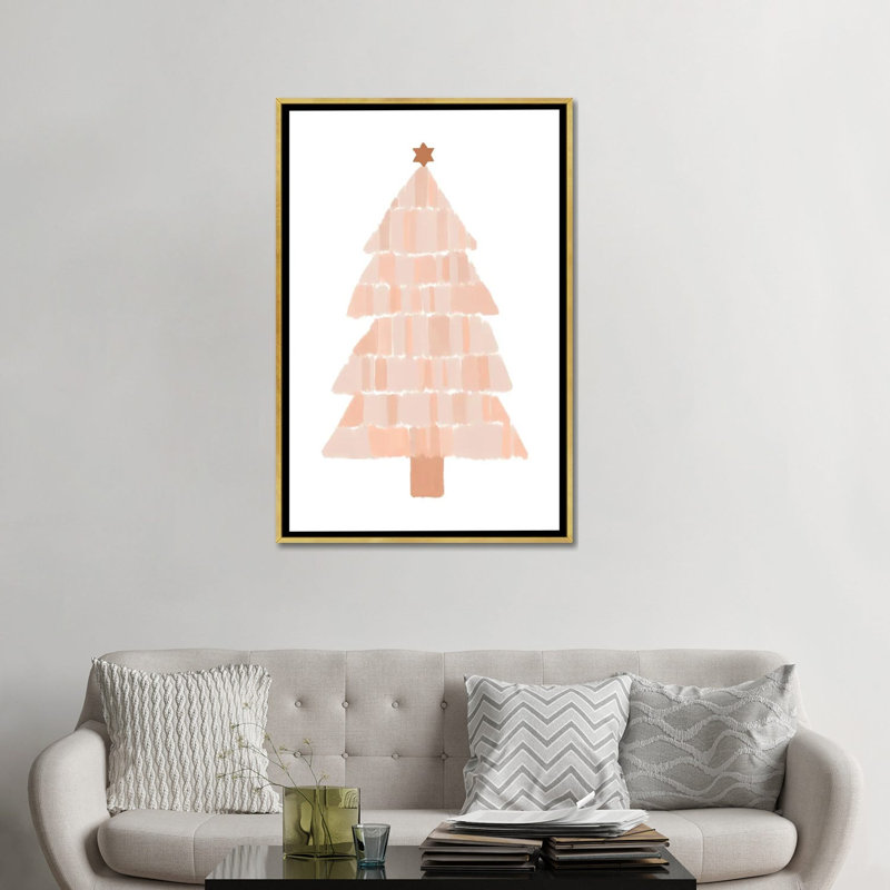 "Arbre de Noël" par Orara studio, reproduction d’art, Pas de tapis, Toile encadrée d'or, H 48 po x l 32 po x P 1,5 po