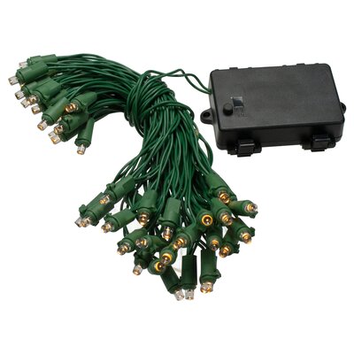 50 Battery Operated Warm White LED Wide Angle Christmas Lights - 24.5 ft Green Wire -  Northlight Seasonal, NORTHLIGHT KT27463