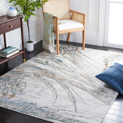 Tapis gris / turquoise Wayde