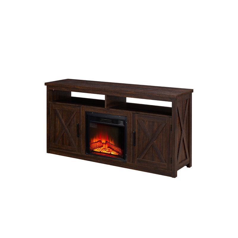 Console de divertissement avec porte de grange pour téléviseur de 65 pouces avec rangement ouvert et fermé | Idée de cadeau